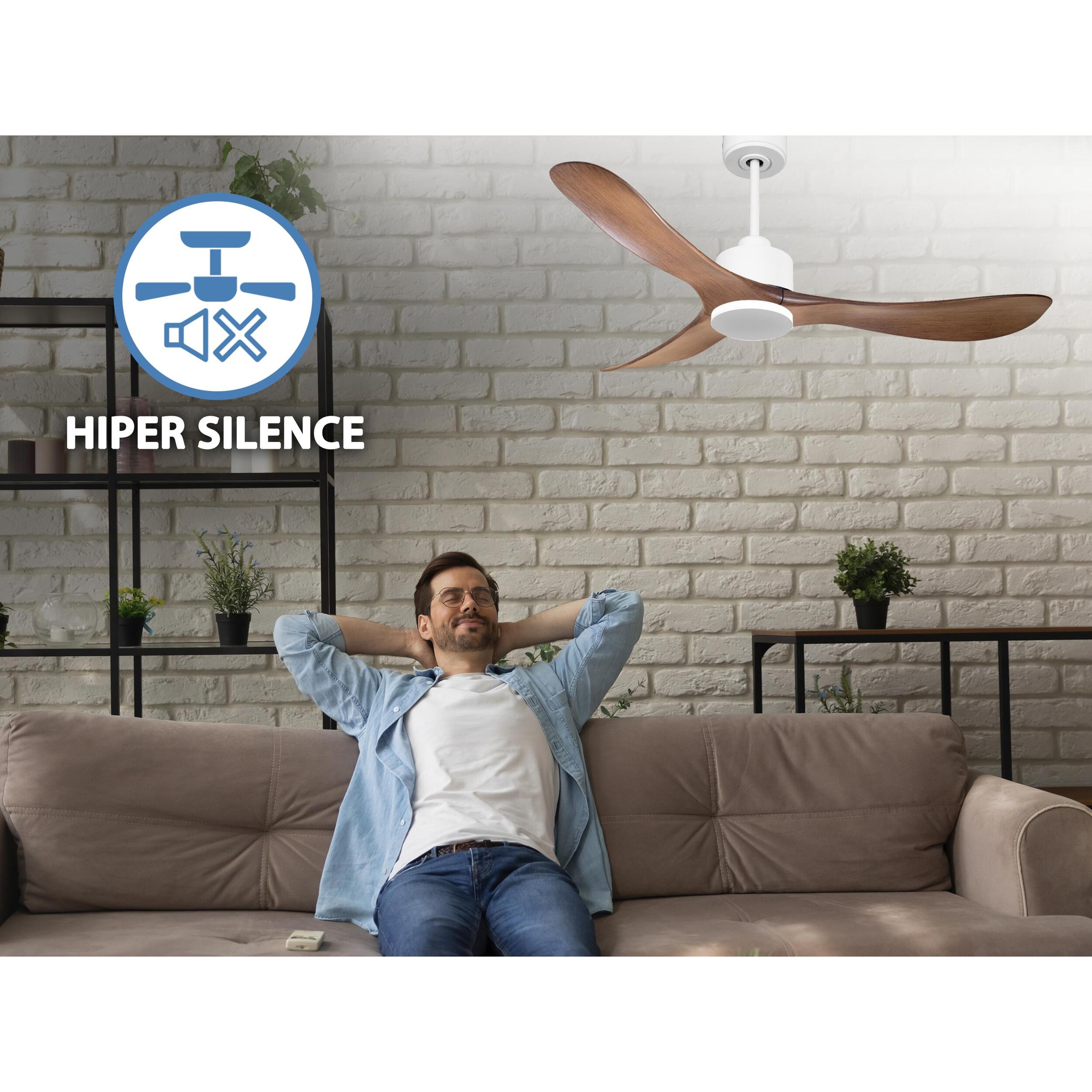 Ventilateur de plafond Réversible  Thermostat Wifi Moteur à courant continu Toits en pente Télécommande Hypersilence Mémoire