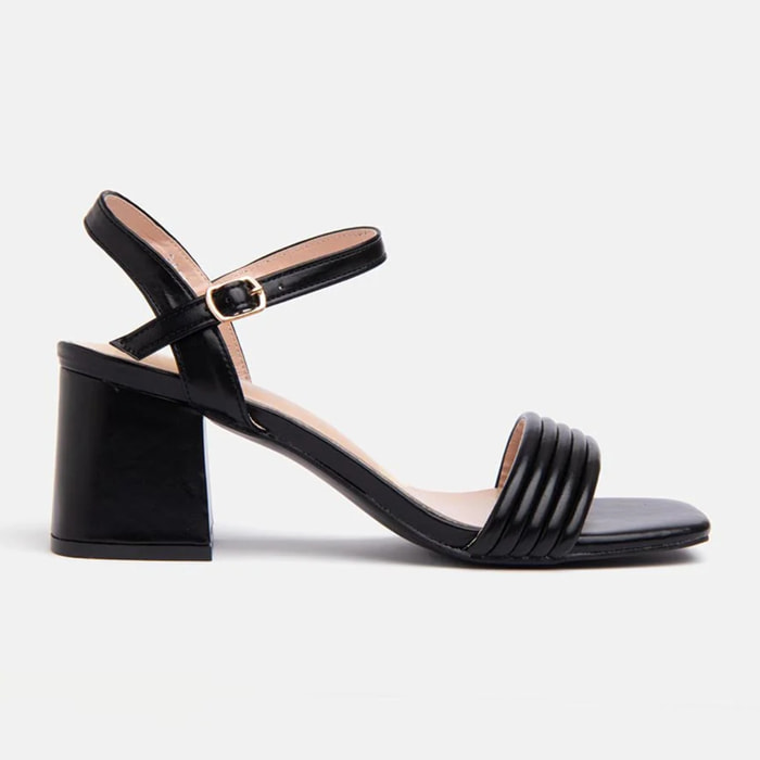 Sandalo con fascia e tacco ampio - NERO