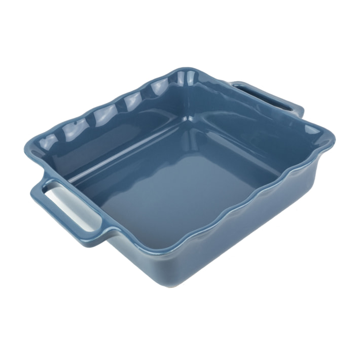 Plat céramique four carré festonné bleu océan 31,5 cm Délices