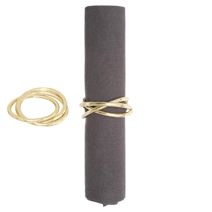 Lot de 2 ronds de serviette cercle or