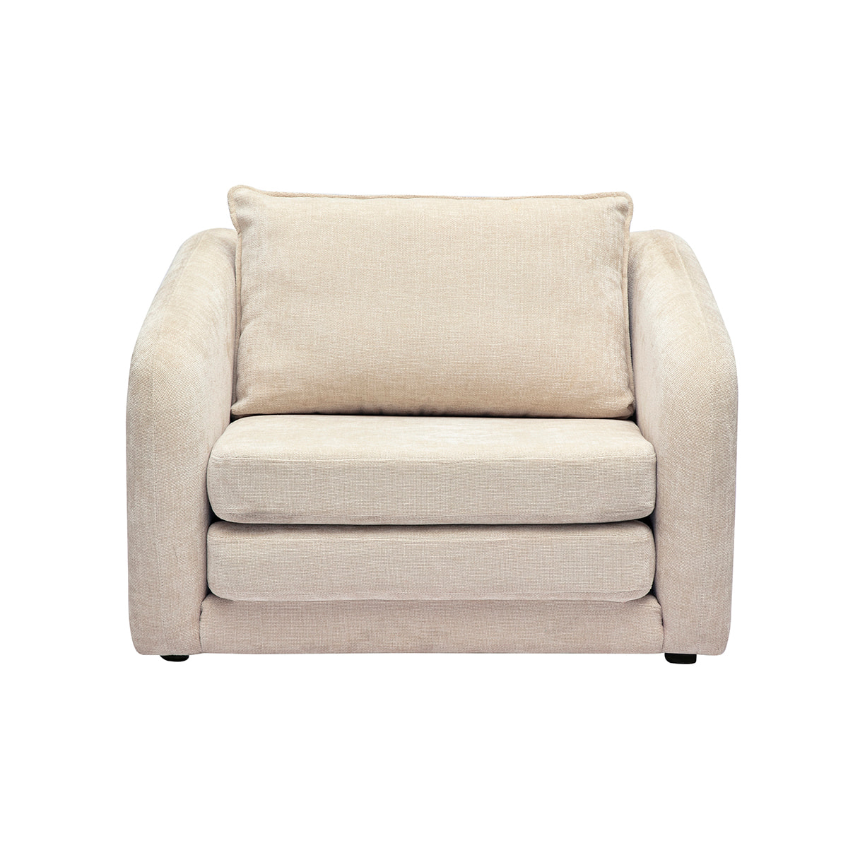 Fauteuil convertible en tissu effet velours texturé beige MAHAUT