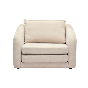 Fauteuil convertible en tissu effet velours texturé beige MAHAUT
