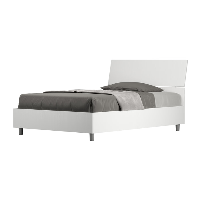 Lit avec sommier 120x190 tête de lit inclinée frêne blanc Demas