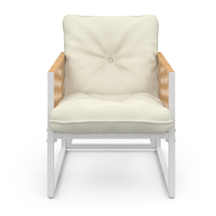 Salon de jardin Ozéa 4 places blanc et cordage