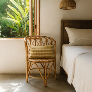 Fauteuil en rotin tressé avec coussin curcuma KATAVI