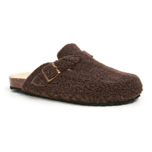 Zoccolo di pelliccia con fibbia rettangolare BABUNKERS MARRONE