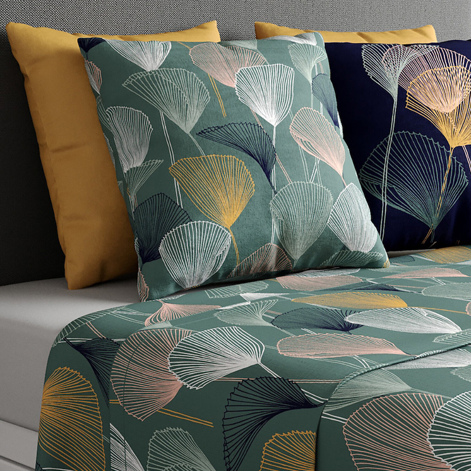 Parure de draps 100% coton imprimé - cottey - vert