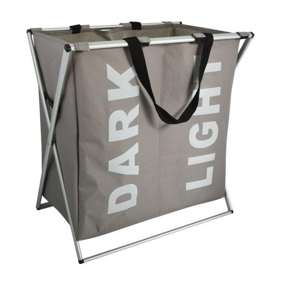 Panier à linge 2 compartiments DARK LIGHT (2x40L) Taupe MSV