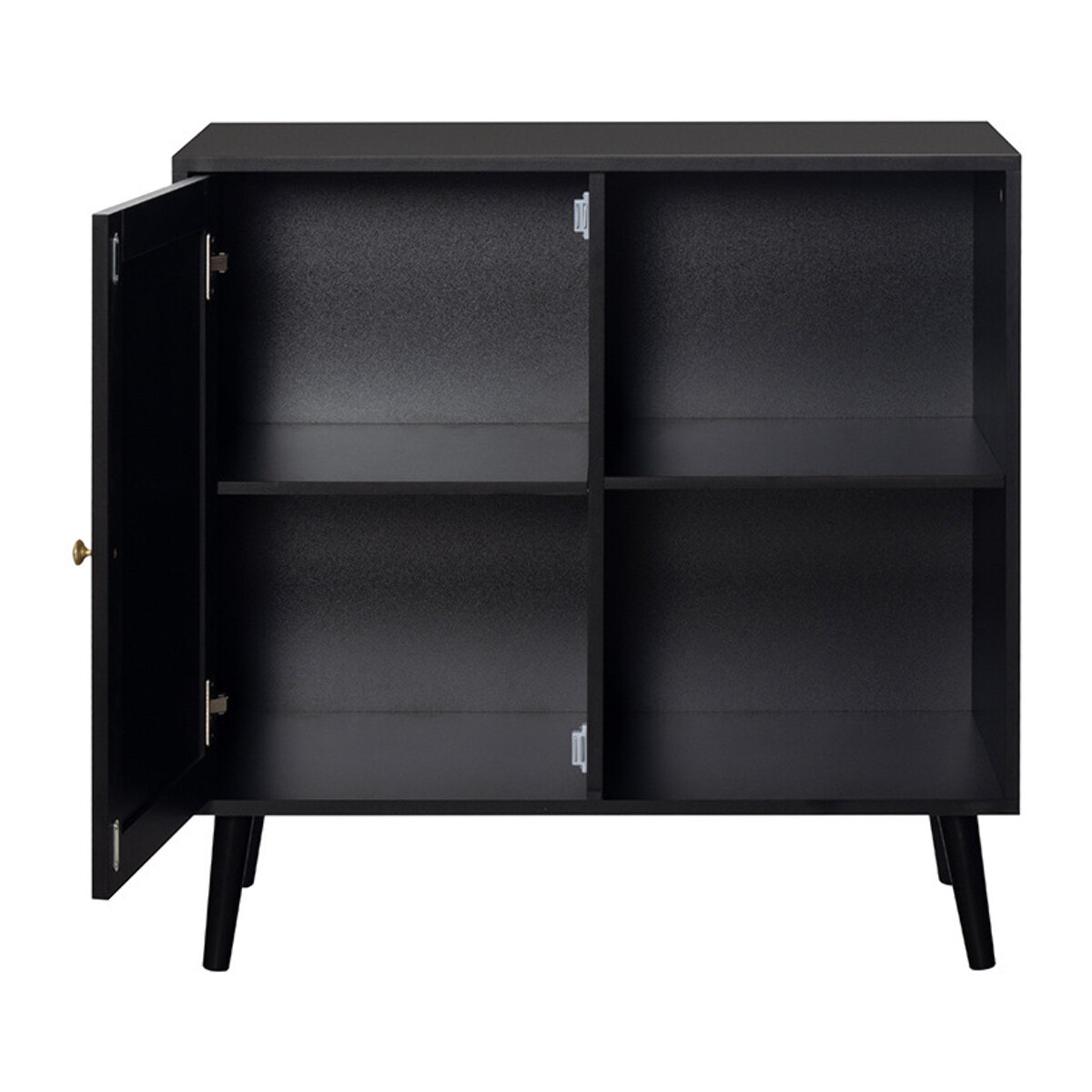 Goto - buffet haut - noir et cannage - 2 niches et 1 porte - 80 cm - Noir