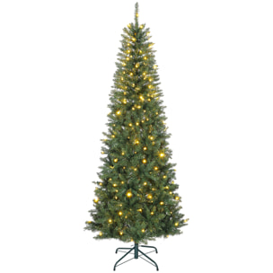 Sapin de Noël artificiel LED x 350 blanc chaud ou multicolore 9 modes H.210 cm 1273 branches support vert