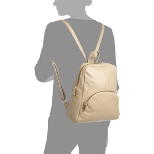 FIRENZE ARTEGIANI Monastier Borsa zaino da donna. Vera pelle Dollaro Made in Italy 28x8x32 Cm. Colore: Tortora
