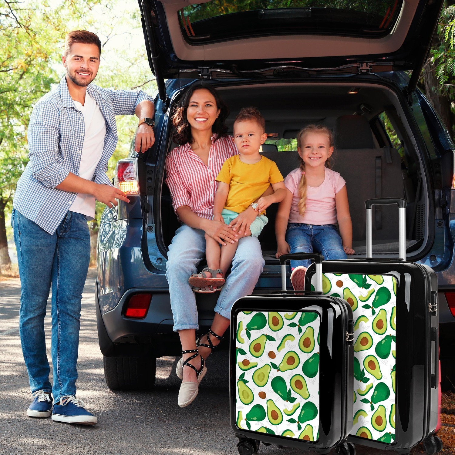 Juego De Maletas Pc Itaca Base Negro Negro Aguacate