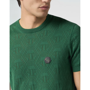 PHILIPP PLEIN Round Neck T-Shirt Openwork Monogram