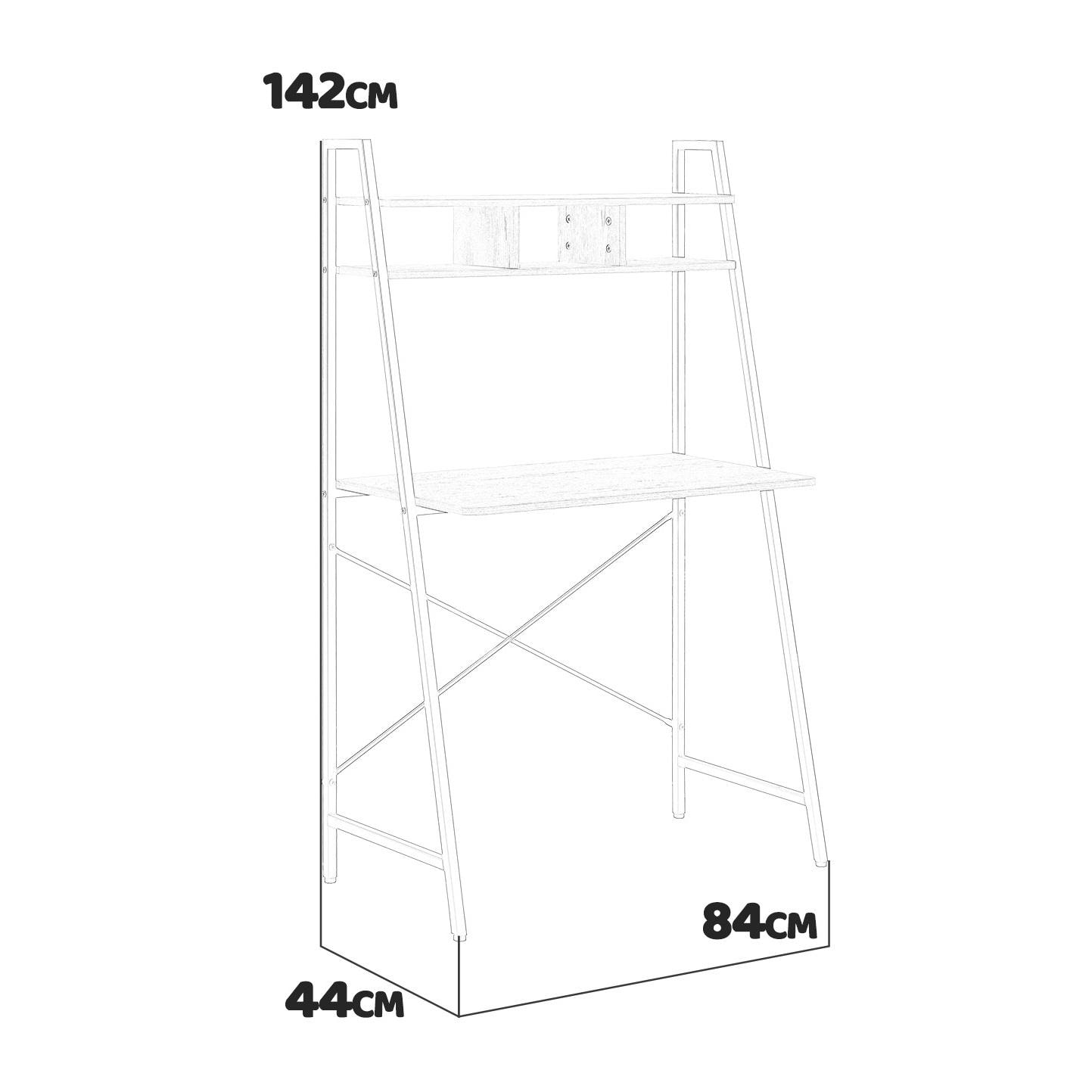 Donnie - scrivania in legno e metallo con ripiano - 84x44x142 cm