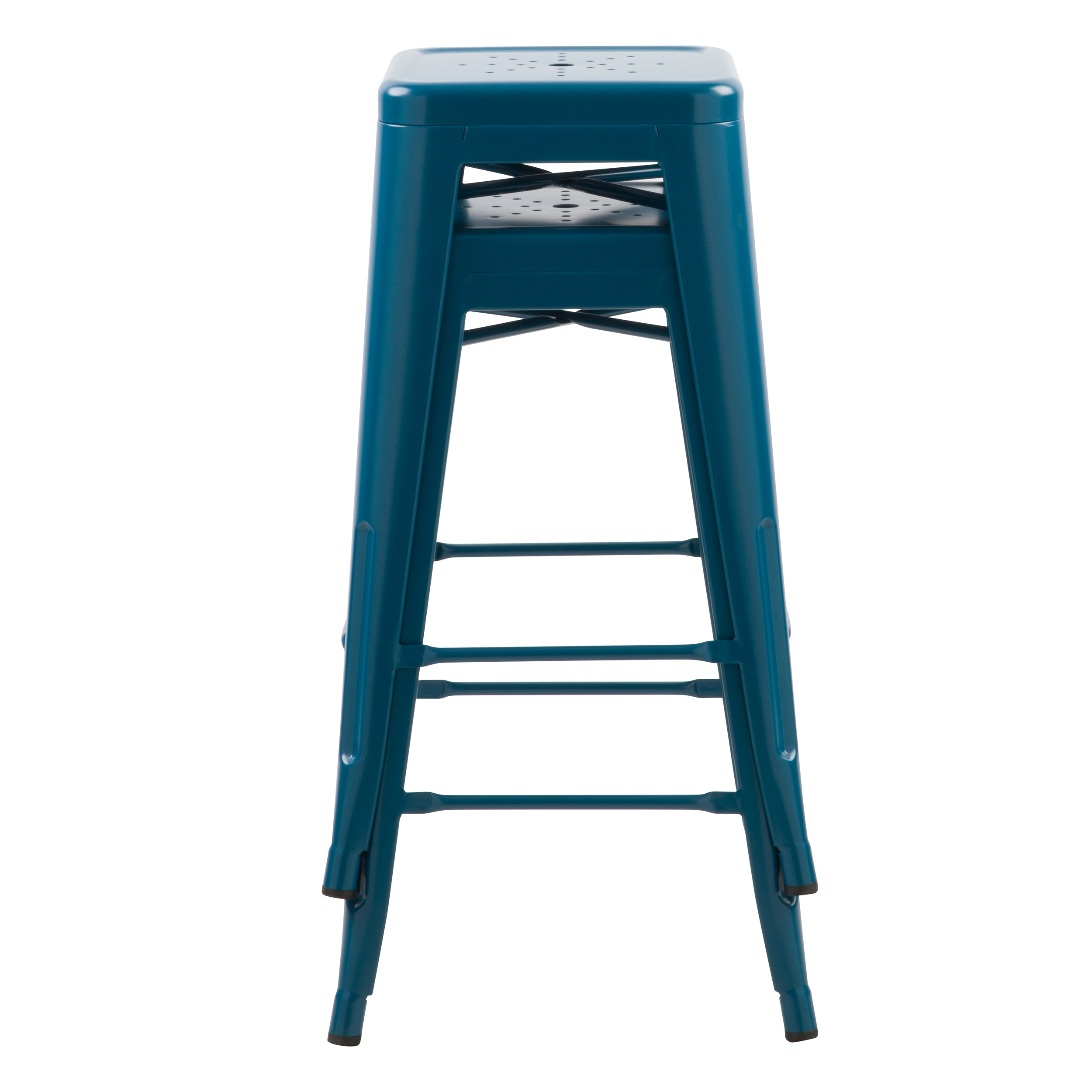 Tabouret de bar mi-hauteur Indus bleu mat 66cm (lot de 2)