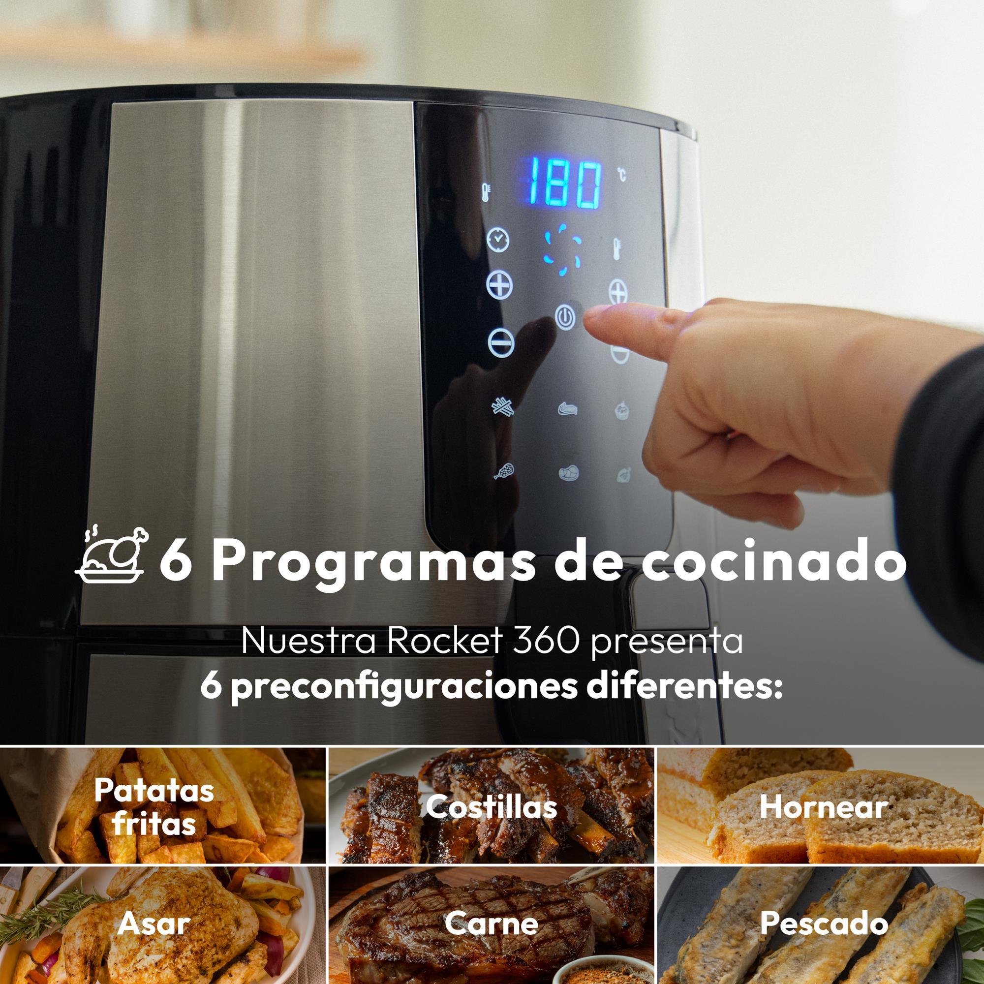 Freidora de aire rocket sin aceite de 3,6l y 1500w con pantalla led táctil y temperatura regulable masterpro