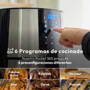 Freidora de aire rocket sin aceite de 3,6l y 1500w con pantalla led táctil y temperatura regulable masterpro