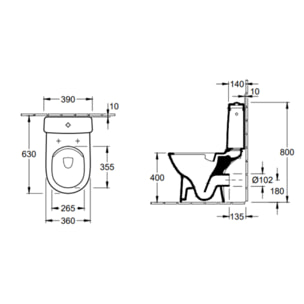 WC à poser compact sans bride sortie horizontale VILLEROY & BOCH O.novo avec abattant fein de chute