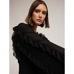 Motivi - Vestido plisado de georgette - Negro