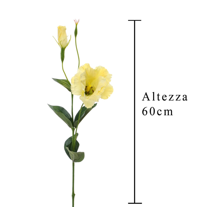 Lisianthus composto da 2 fiori. Altezza 60 Cm - Pezzi 12 - 14X60X14cm - Colore: Giallo - Bianchi Dino - Fiori Artificiali