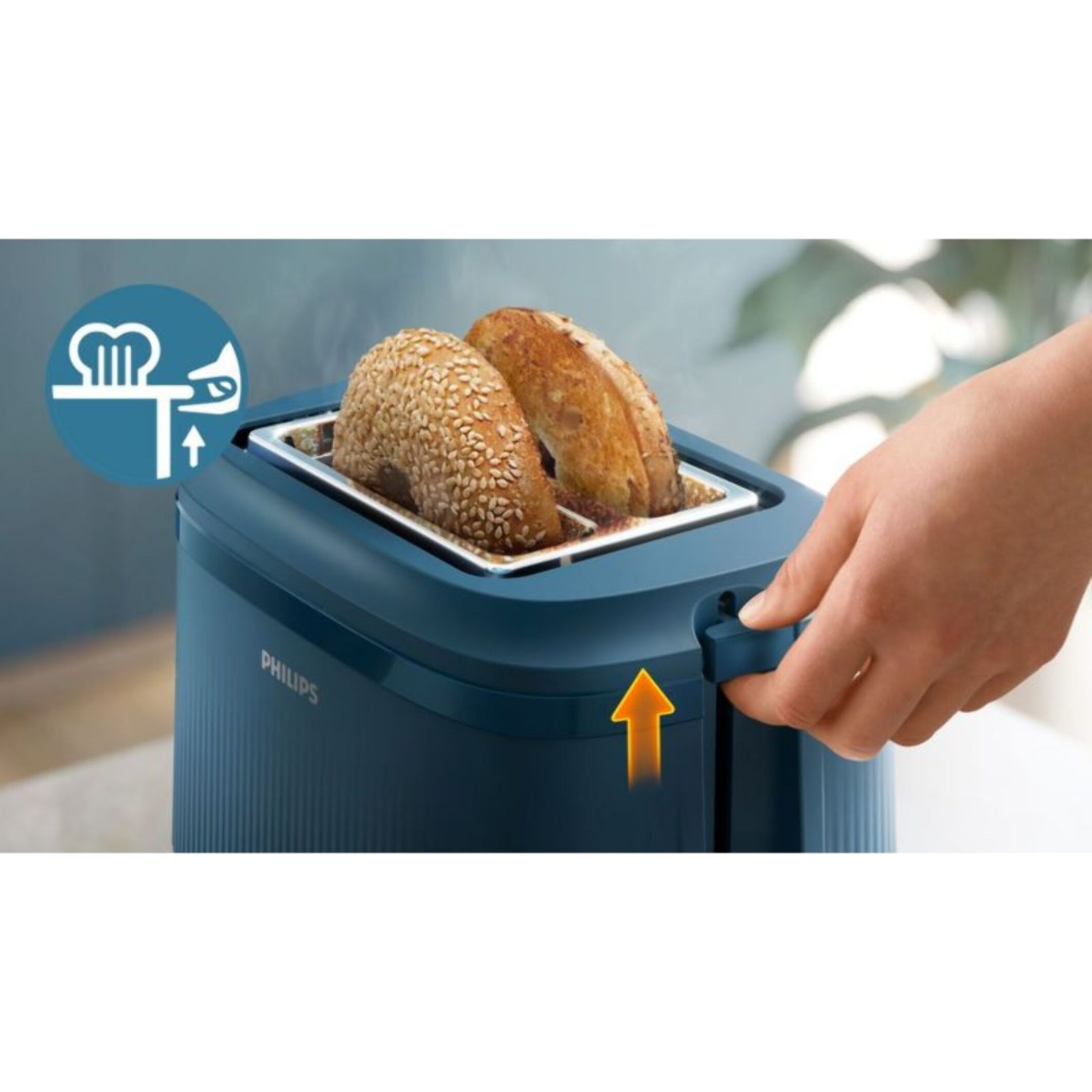 Grille-pain PHILIPS HD2511/70 Toaster bleu Série 3000, 2 fentes, 900W