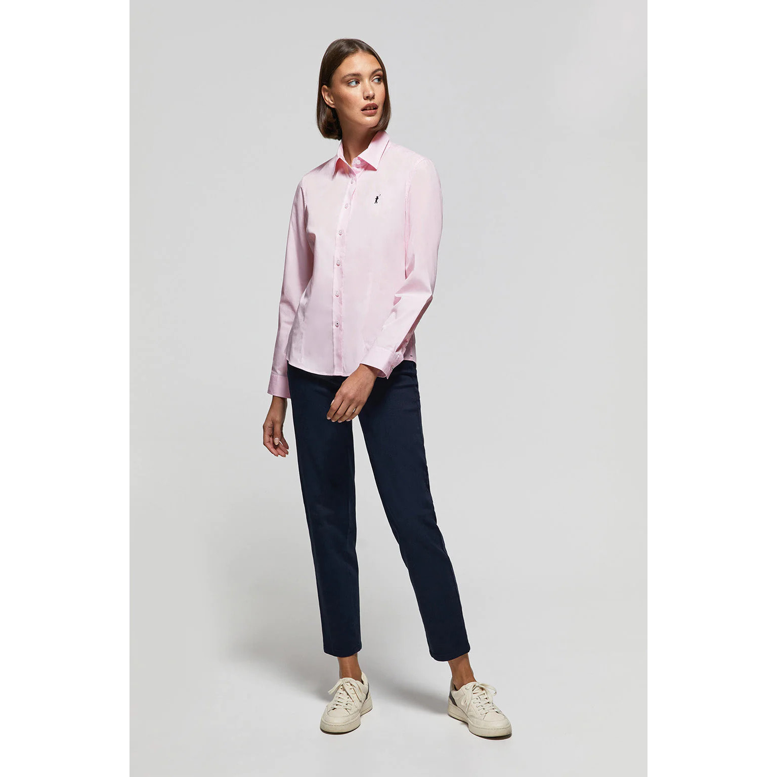 Camicia in popeline Slim Fit rosa con ricamo Rigby Go