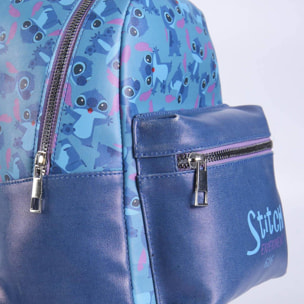 Mochila casual polipiel de stitch, azul, pequeña-mochila mini perfecta para llevar todas tus cosas ordenadas