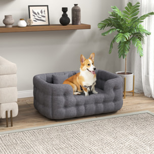 Cama para Perros Medianos Cama para Mascotas con 2 Almohadas Colchón para Perros con Base Antideslizante Funda Extraíble y Lavable 90x60x35 cm Gris