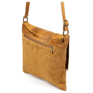 Daniela Borsa a tracolla Donna.Pelle autentica Camoscio Inciso Coccodrillo