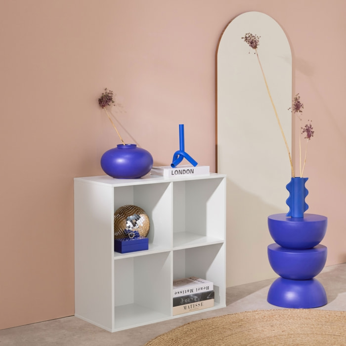 Etagère. bibliothèque. module de rangement décor bois blanc 4 compartiments L 70 x P 35 x H 70cm - Kompo