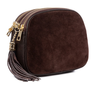 Aliminusa bolso bandolera Mujer. Piel auténtica Gamuza y Dollaro.