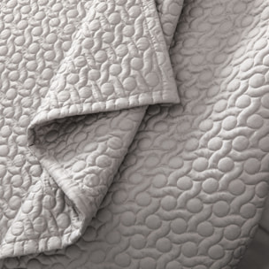 Couvre-lit matelassé uni en satin de coton bio, POESIE, Gris