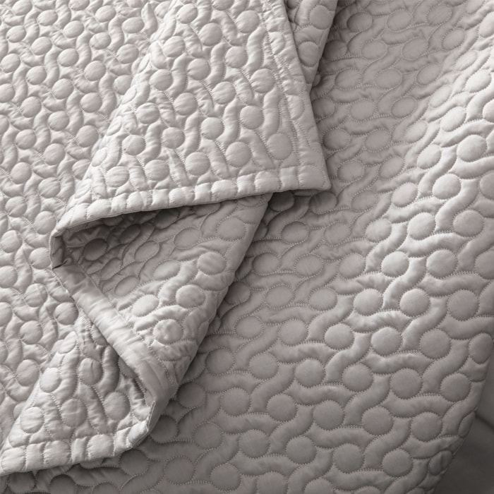 Couvre-lit matelassé uni en satin de coton bio, POESIE, Gris