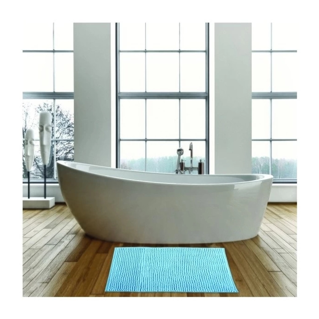 Tapis de bain Microfibre CHENILLE Bleu Ciel MSV