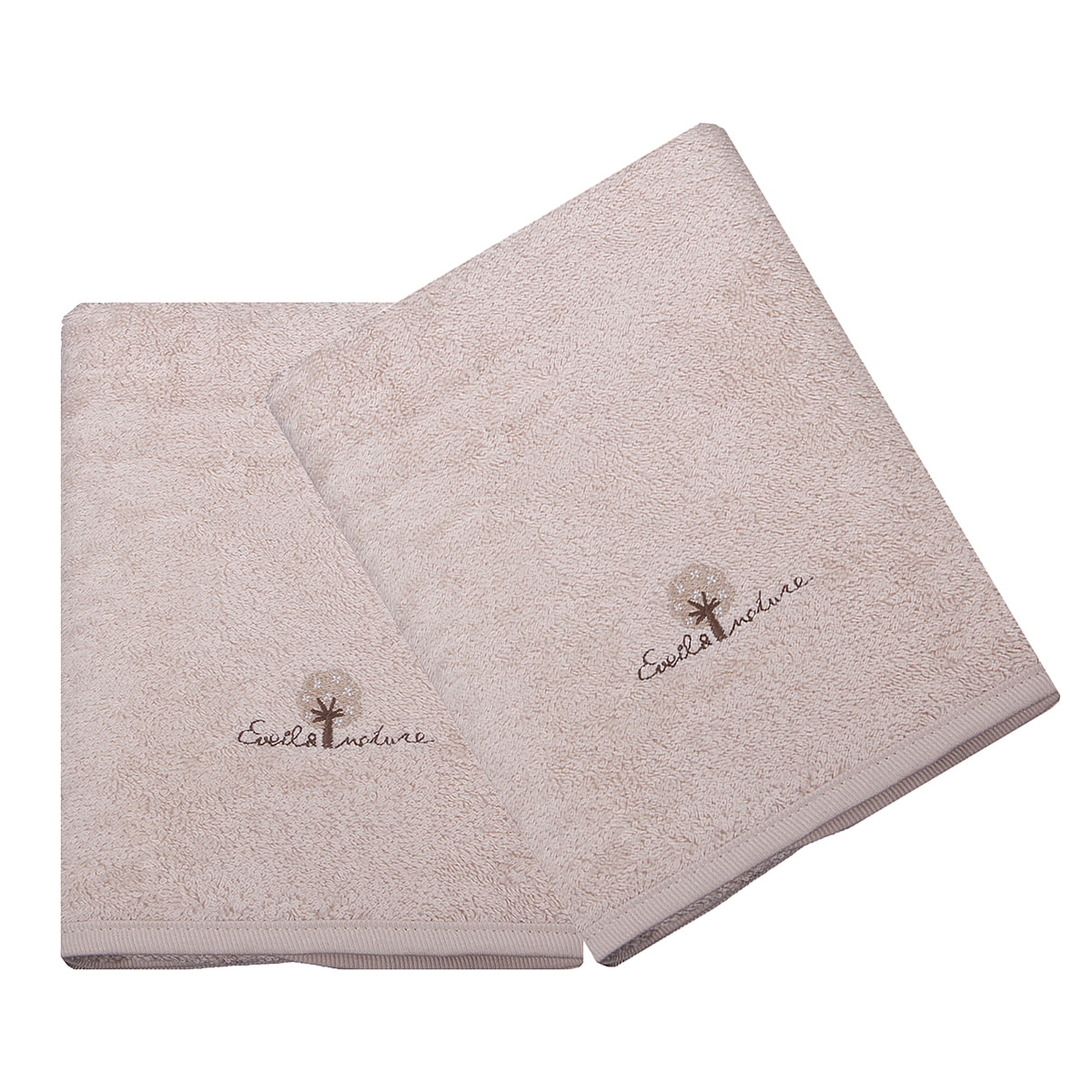 Lot de 2 Serviettes éponge 50X90 cm Coton bio -Beige