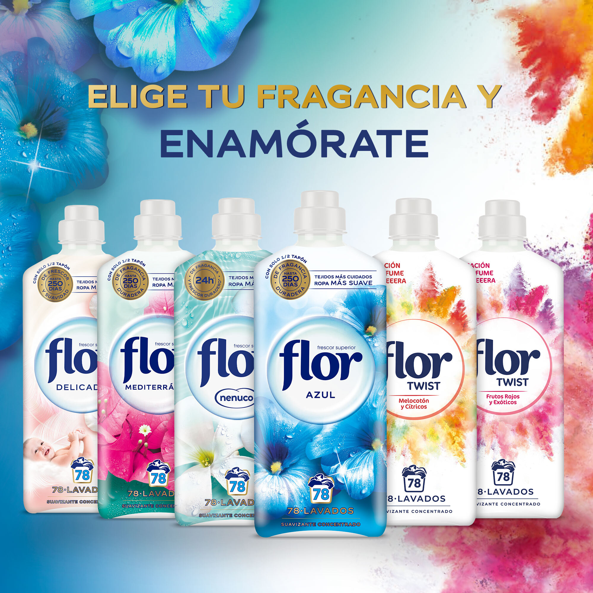 Flor Nenuco Suavizante Concentrado para la ropa 156 lavados (2 botellas x 78 dosis)