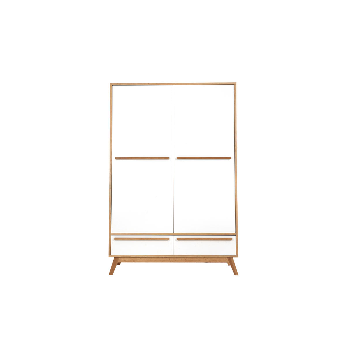 Armoire design avec penderie finition bois clair et blanc mat L120 cm HELIA