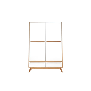 Armoire design avec penderie finition bois clair et blanc mat L120 cm HELIA