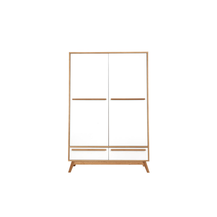 Armoire design avec penderie finition bois clair et blanc mat L120 cm HELIA