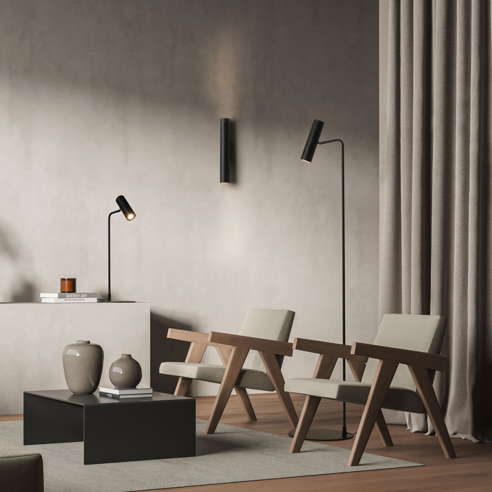 Forlight Meds - Lámpara de Pie de Salón de Metal Minimalista de Color Negro para Bombilla GU10 con Cabezal Orientable