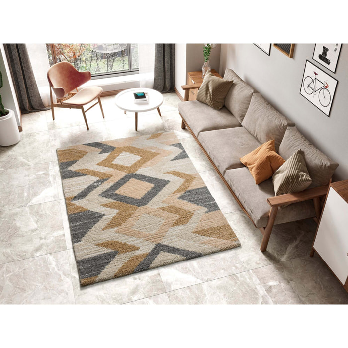 ENYA Alfombra Ã©tnica con relieve tipo shaggy multicolor, varias medidas disponibles.