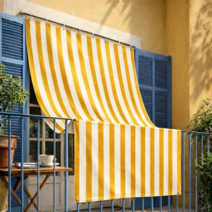 Intrecci Tenda da Sole Impermeabile per Verande e Balconi con Occhielli Righe Giallo