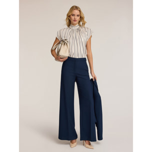 Motivi - Blusa over a righe con fiocco posteriore - Blu