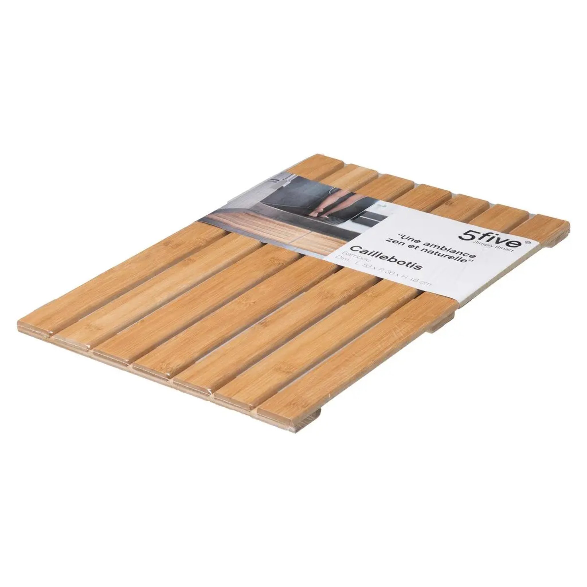 Tapis de bain caillebotis en bambou 53x36cm