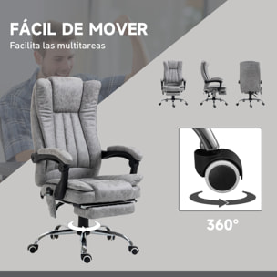 Silla de Oficina con 6 Puntos de Masaje, Silla de Escritorio Giratoria con Respaldo Reclinable 135Âº, Función de Calefacción, Reposapiés Retráctil, Altura Ajustable y Control Remoto, Gris