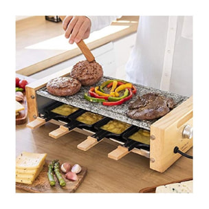 Cecotec Raclette Cheese&Grill 8600 Wood AllStone. Puissance 1200 W, Plaque en pi