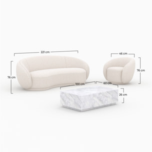 Ensemble canapé, fauteuil et table basse 4 personnes - Izaé
