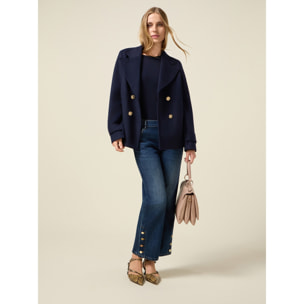 Oltre - Jeans regular con bottoni decorativi - Blu