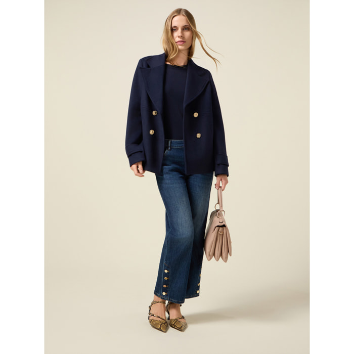 Oltre - Jeans regular con bottoni decorativi - Blu