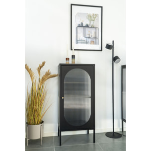 Adelaide Vetrina in Acciaio Nero con Porta in Vetro Rigato
